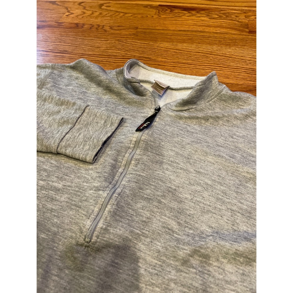 Vintage LL Bean Men's Quarter Zip Pullover‎ Lg Regular Gray Mock Neck Base Layer